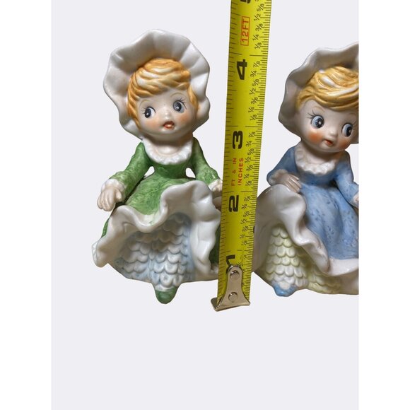 Adorable Pair Of Bisque Porcelain Girls With Bloomers - Picture 10 of 13